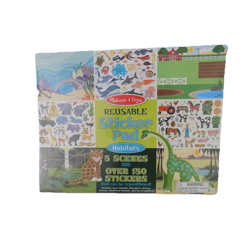 Melissa & Doug Reusable Sticker Pad Habitats animals dinosaurs sea NEW SEALED